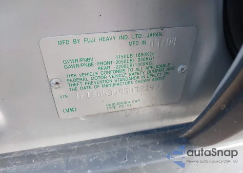 2005 Subaru Forester 2.5X z USA, uszkodzony, nr VIN JF1SG63695H721438